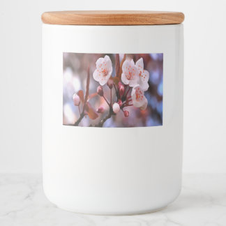 Cherry Blossom Cluster With A Pink and Blue Food Label