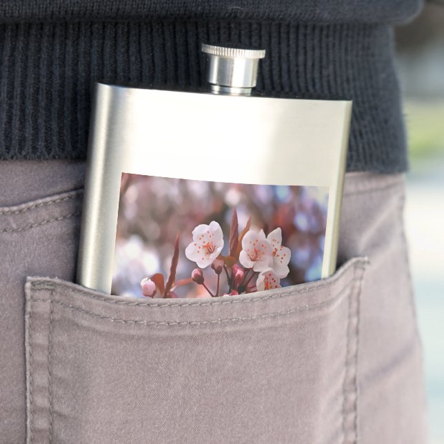 Cherry Blossom Cluster With A Pink and Blue  Hip Flask (In Situ)