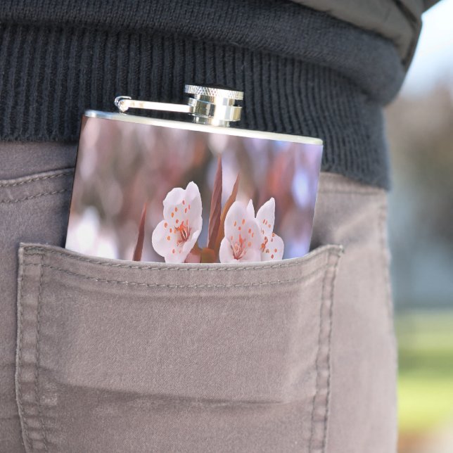 Cherry Blossom Cluster With A Pink and Blue  Hip Flask (In Situ)