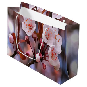 Cherry Blossom Cluster With A Pink and Blue  Large Gift Bag