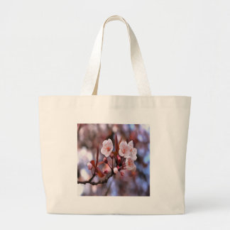 Cherry Blossom Cluster With A Pink and Blue Large Tote Bag