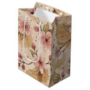 Cherry Blossom Coffee Cosy Pattern (10) Medium Gift Bag