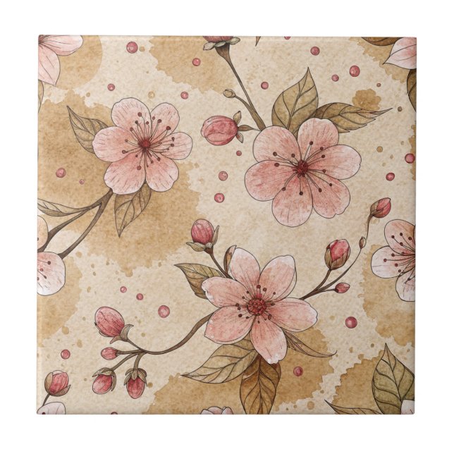 Cherry Blossom Coffee Cosy Pattern (10) Tile (Front)