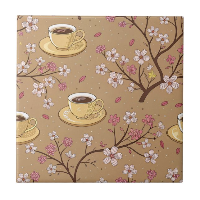 Cherry Blossom Coffee Cosy Pattern (1) Tile (Front)