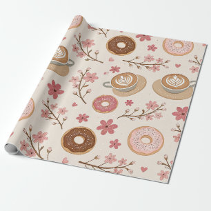 Cherry Blossom Coffee Cosy Pattern (3) Wrapping Paper