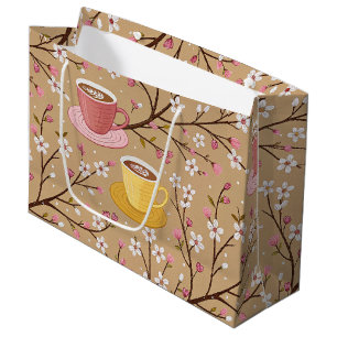 Cherry Blossom Coffee Cosy Pattern (4) Large Gift Bag