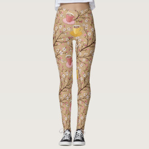 Cherry Blossom Coffee Cosy Pattern (4) Leggings