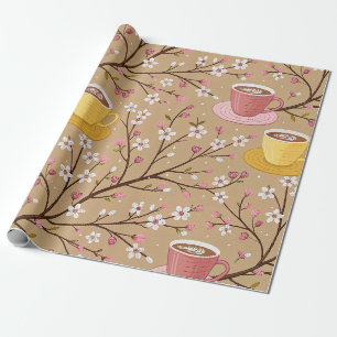 Cherry Blossom Coffee Cosy Pattern (4) Wrapping Paper