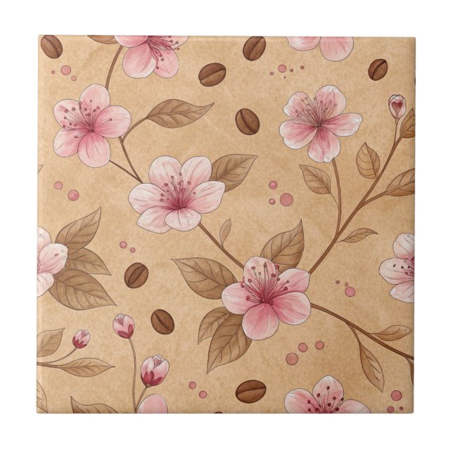Cherry Blossom Coffee Cosy Pattern (5) Tile (Front)