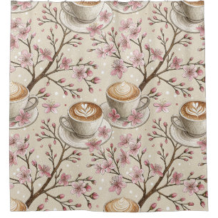 Cherry Blossom Coffee Cosy Pattern (6) Shower Curtain