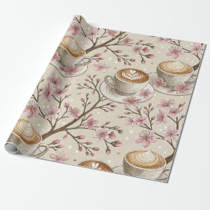 Cherry Blossom Coffee Cosy Pattern (6) Wrapping Paper
