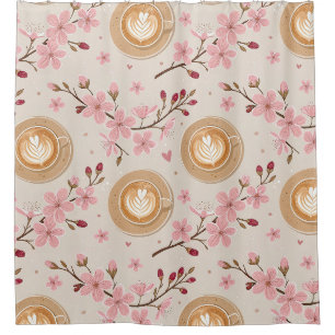 Cherry Blossom Coffee Cosy Pattern (7) Shower Curtain