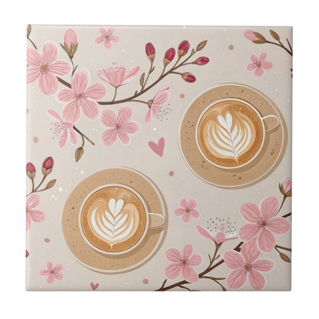 Cherry Blossom Coffee Cosy Pattern (7) Tile (Front)