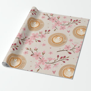Cherry Blossom Coffee Cosy Pattern (7) Wrapping Paper