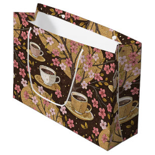 Cherry Blossom Coffee Cosy Pattern (8) Large Gift Bag