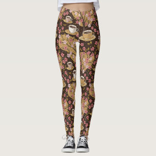 Cherry Blossom Coffee Cosy Pattern (8) Leggings