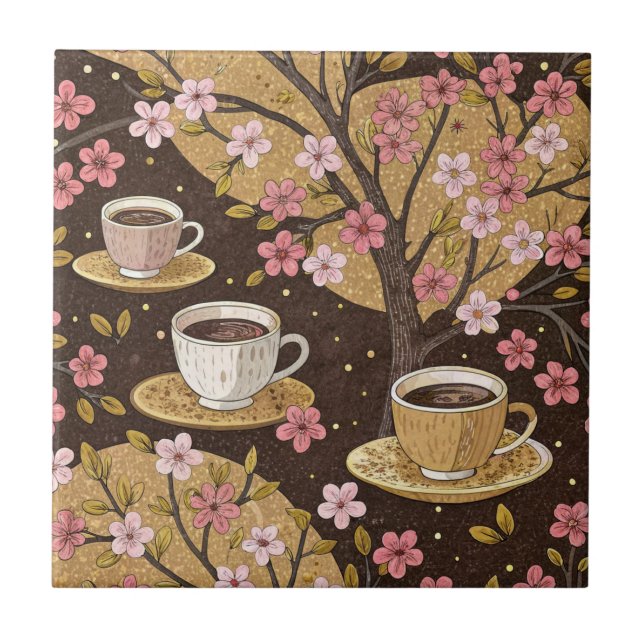 Cherry Blossom Coffee Cosy Pattern (8) Tile (Front)