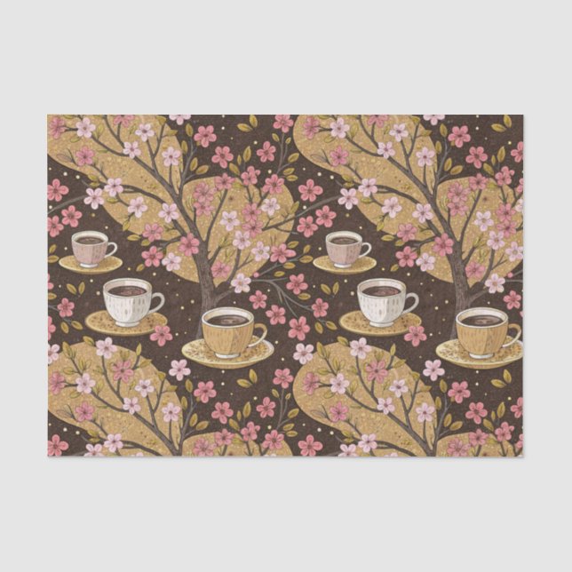 Cherry Blossom Coffee Cosy Pattern (8) Tissue Paper (Front)