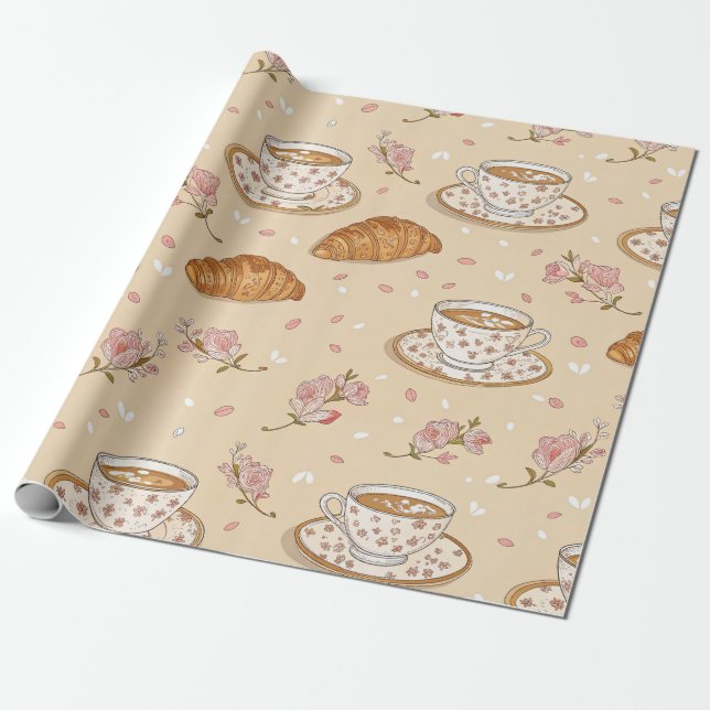Cherry Blossom Coffee Cozy Pattern (2) Wrapping Paper (Unrolled)
