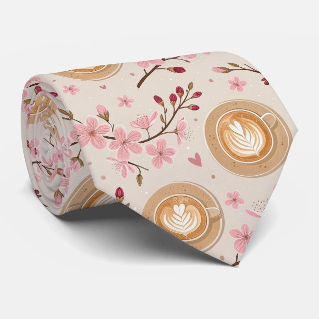 Cherry Blossom Coffee Cozy Pattern (7) Tie (Rolled)