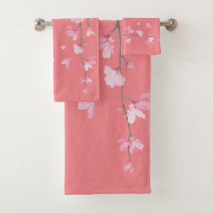 Cherry Blossom - Coral Bath Towel Set