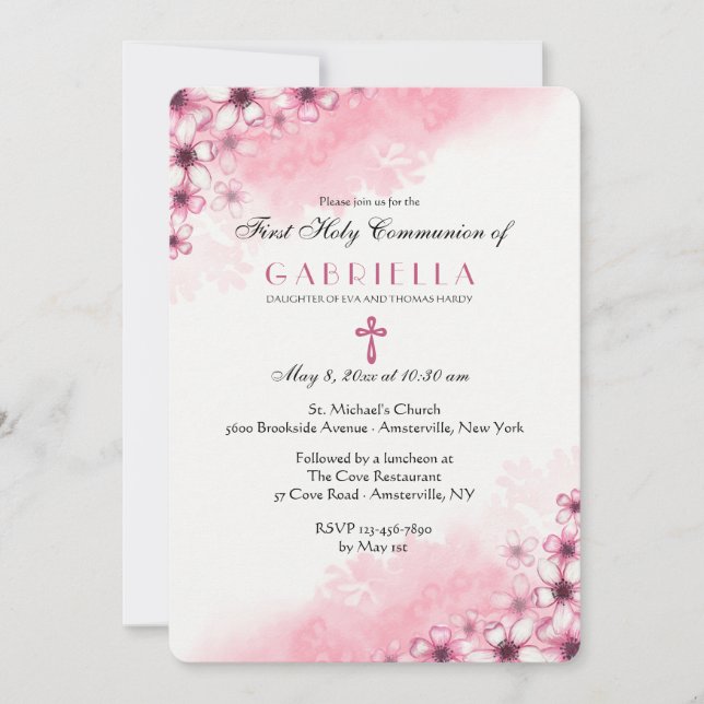 Cherry Blossom Corner Invitation (Front)