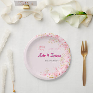 Cherry Blossom Custom Pink Personalised Elegant Paper Plate