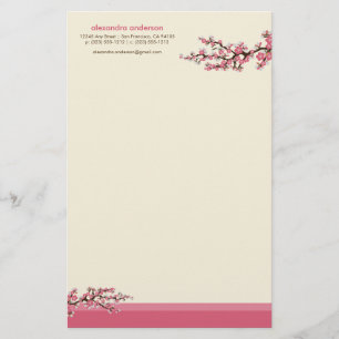 Cherry Blossom Custom Stationery (pink)