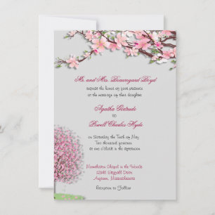 Cherry Blossom Custom Wedding Invitations