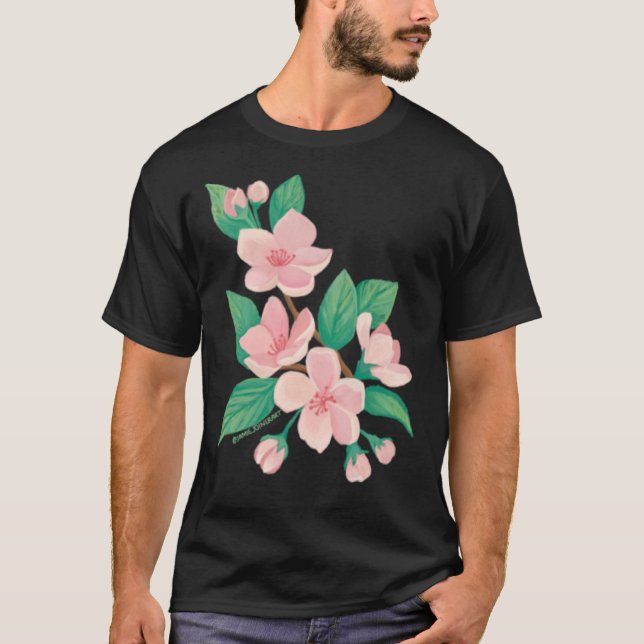 Cherry Blossom Cute Hand Drawn Plant Flower T-Shirt (Front)