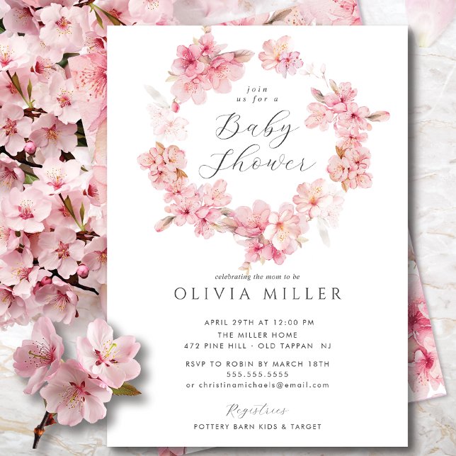 Cherry Blossom Delight Baby Shower Invitation (Creator Uploaded)