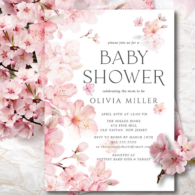 Cherry Blossom Delight Baby Shower Invitations  (Creator Uploaded)