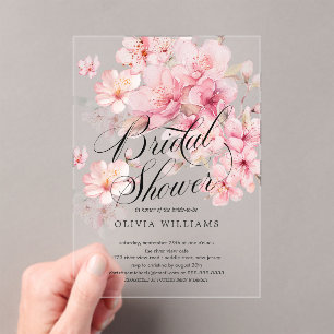 Cherry Blossom Delight Bridal Shower Acrylic Invitations
