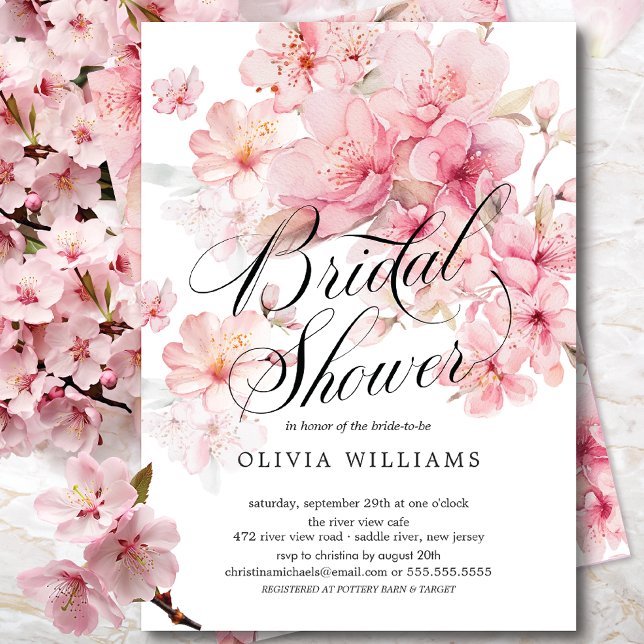 Cherry Blossom Delight Bridal Shower Invitation (Creator Uploaded)