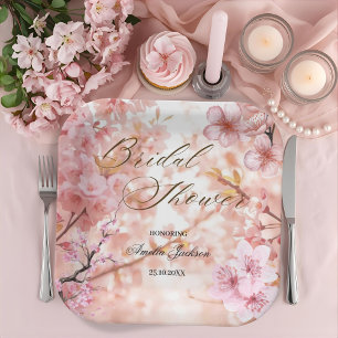 Cherry Blossom Delight Bridal Shower Invitation Paper Plate