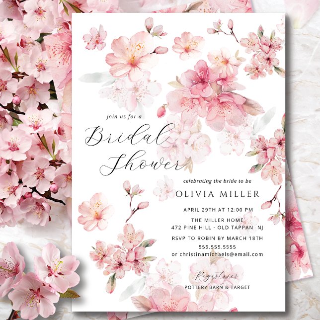 Cherry Blossom Delight Bridal Shower Invitations (Creator Uploaded)