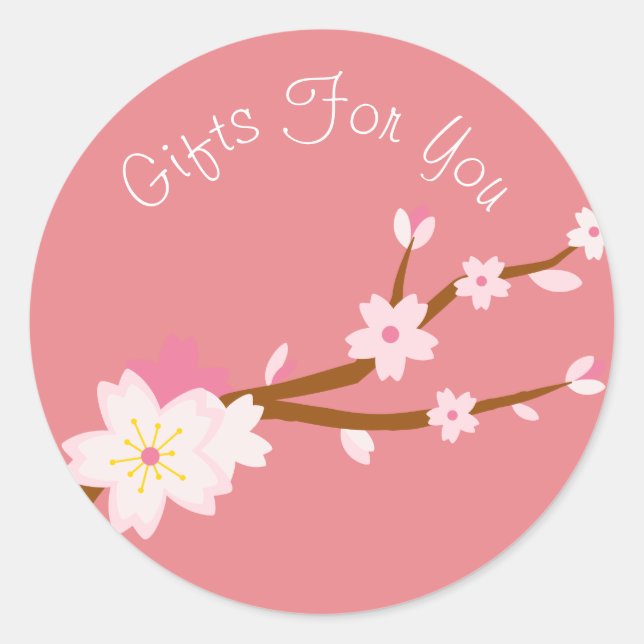 Cherry Blossom design Gift business branding Classic Round Sticker (Front)
