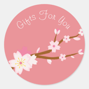 Cherry Blossom design Gift business branding Classic Round Sticker