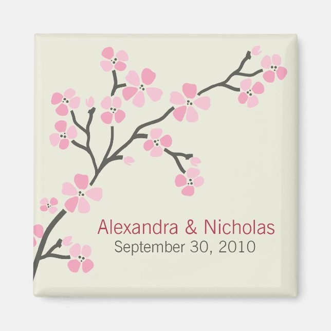 Cherry Blossom Designer Wedding Favour 2 (pink) Magnet (Front)