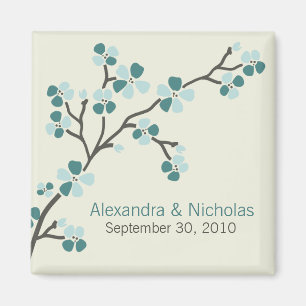 Cherry Blossom Designer Wedding Favour 2 (teal) Magnet