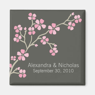 Cherry Blossom Designer Wedding Favour (pink) Magnet