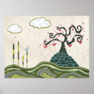 Cherry Blossom Doodle Vector Art Print