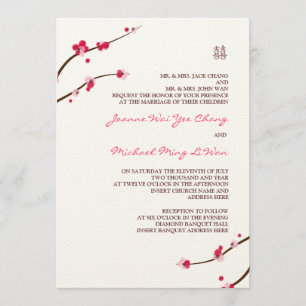 Cherry Blossom Double Happiness Invitation