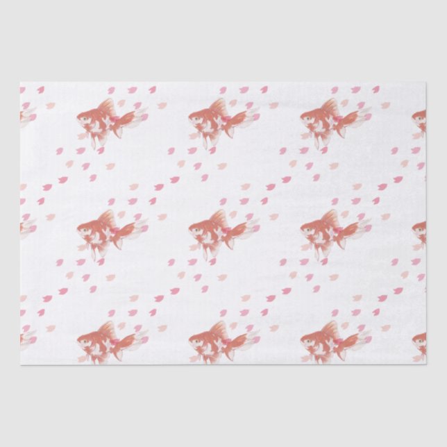 Cherry Blossom Dream: Koi Fish Art Print  Tissue Paper (Front)