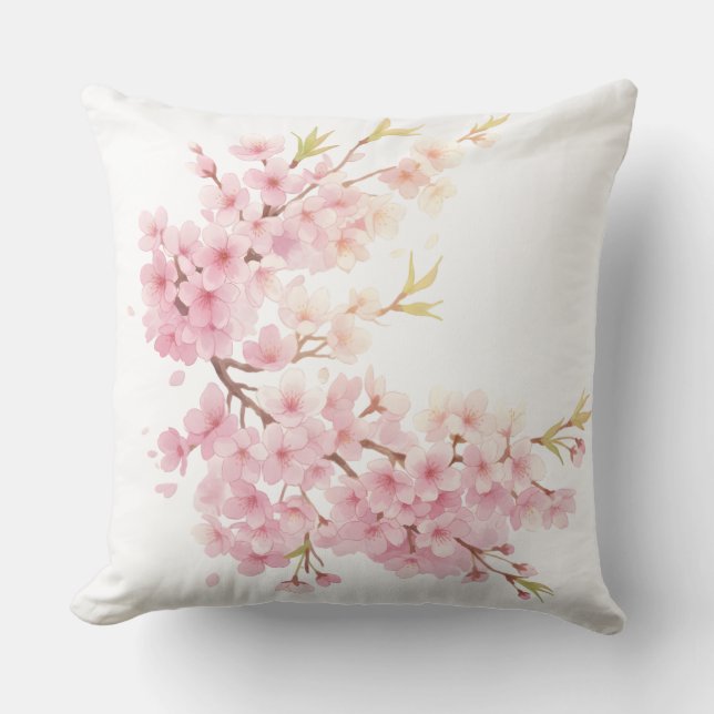 Cherry Blossom Dreams – Floral Art Cushion (Front)