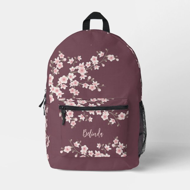 Cherry Blossom Dusty Pink  Monogram Printed Backpack (Front)