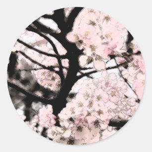 Cherry Blossom Edited Classic Round Sticker
