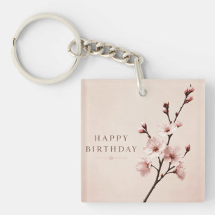 Cherry Blossom Elegance Birthday Key Ring