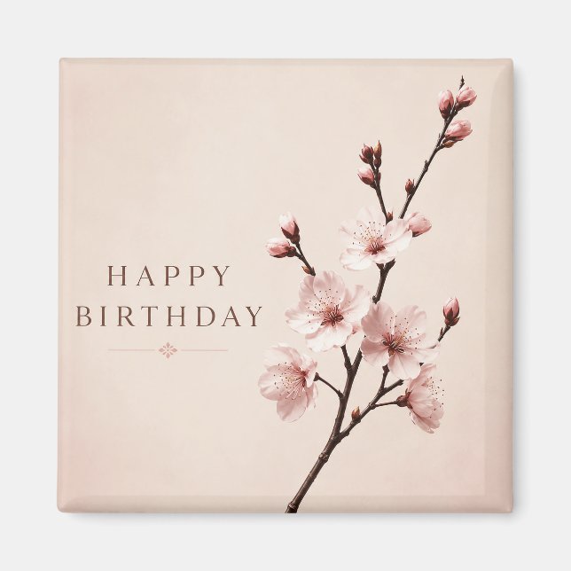 Cherry Blossom Elegance Birthday Magnet (Front)