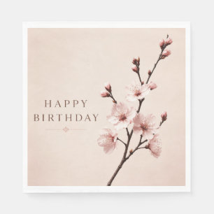 Cherry Blossom Elegance Birthday Napkin